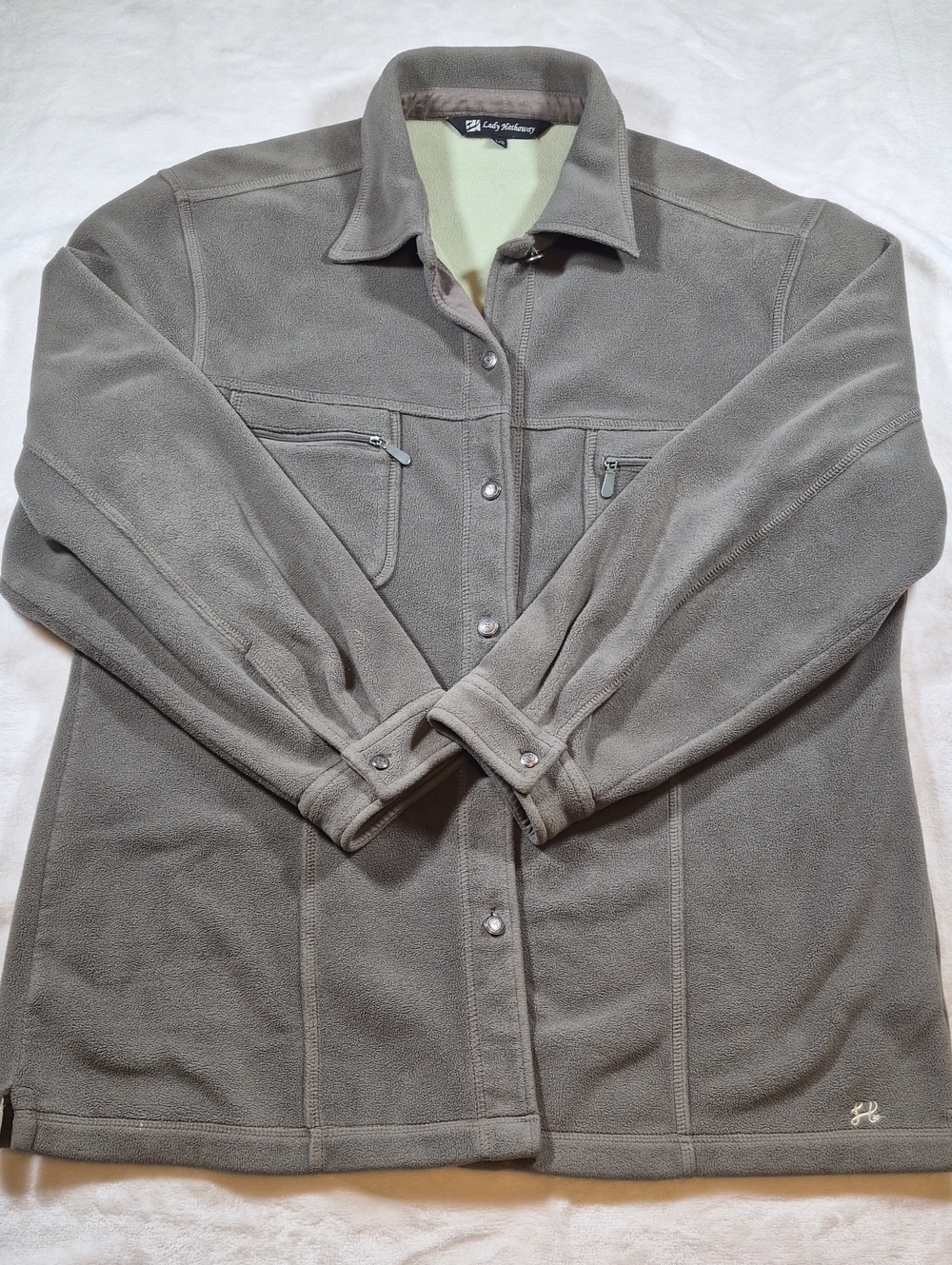 Lady Hathaway Women's Gray Fleece Jacket - Zip Pocket Front